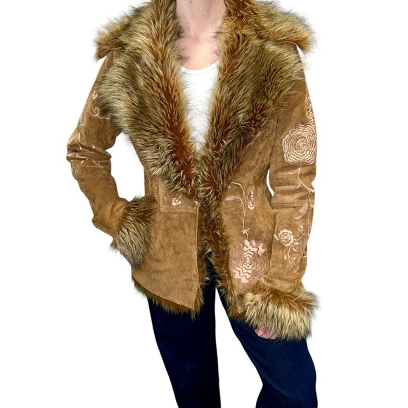 Vintage Penny Lane Fur Trim Embroidered Coat - Picture 1 of 10